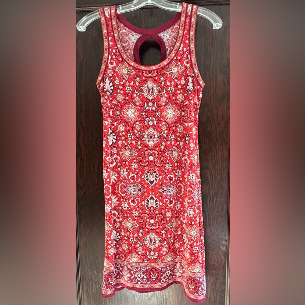 Max Studio Pink, Maroon, White and Red Floral Print Dress